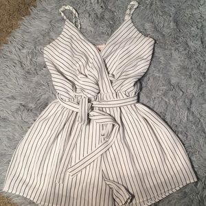 White & Black Stripper Romper.